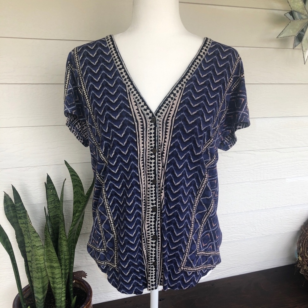 Lucky Brand - Aztec Pattern Button Down Top